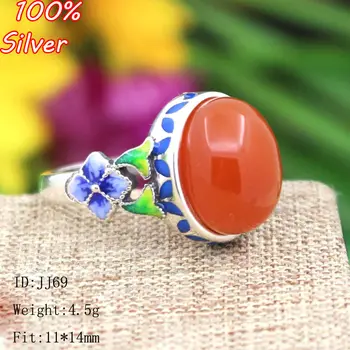 

925 Sterling Silver Color Ring Blank Jewelry Fit Oval 11*14mm Royal Cloisonne Vintage Ring Base Tray for DIY Handmade