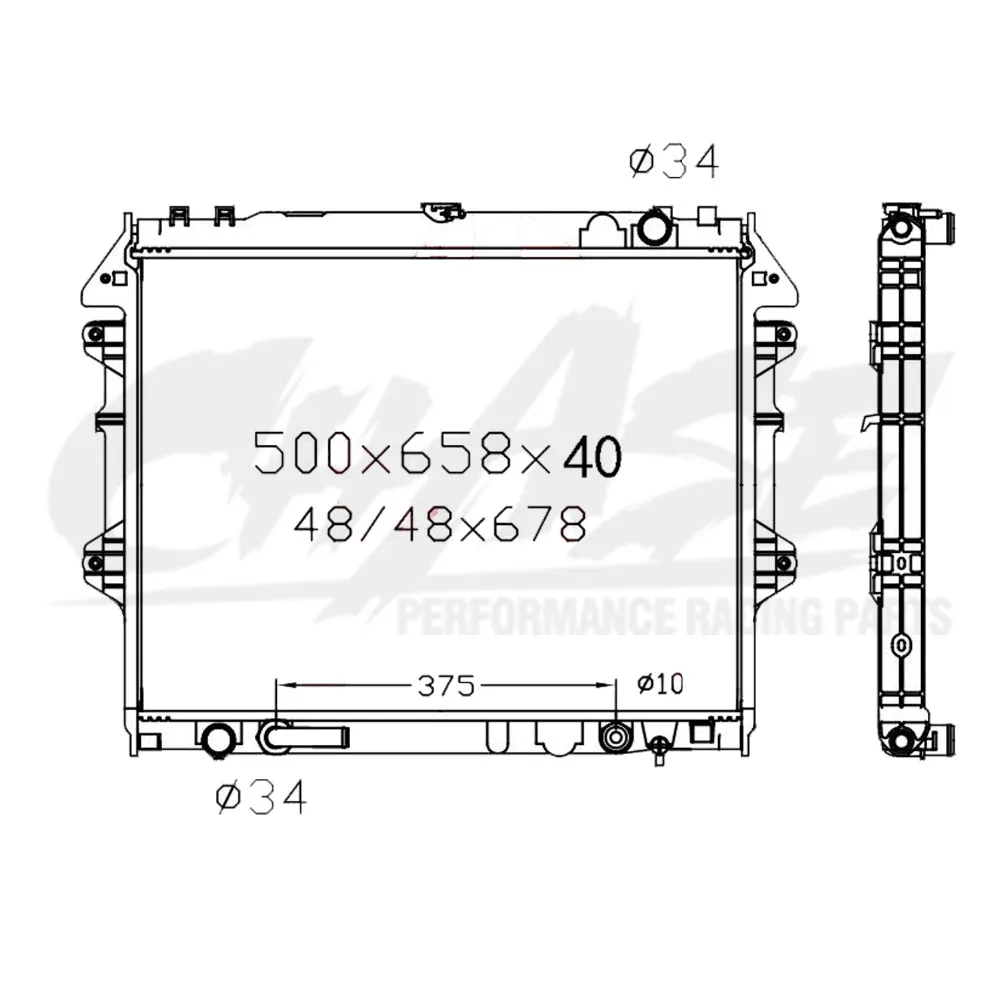 Алюминиевый радиатор для TOYOTA HILUX INN0VA TGN40 1TR "04-AT MT 40 мм OEM: 16400-0C140/16400-0C210