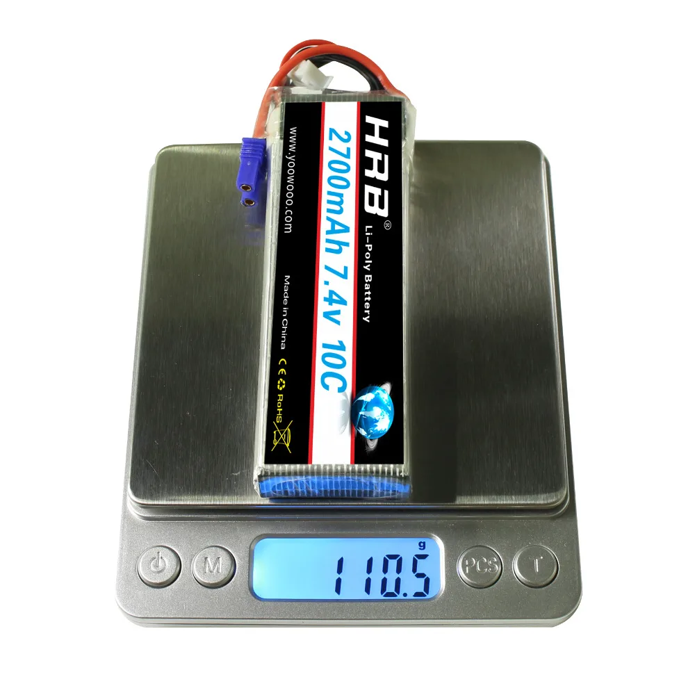 HRB Lipo 2S Аккумулятор 7,4 V 2700mah EC2 Hubsan x4 h501s 10C-20C RC Bateria Drone AKKU для вертолета самолета квадрокоптера