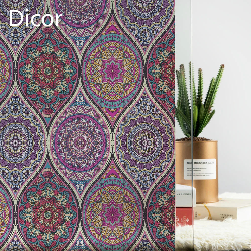 

200cm Dicor European Retro Glass Film In Decorative Films Circular Pattern Opaque Frosted Privacy Window Film Customizable Decal