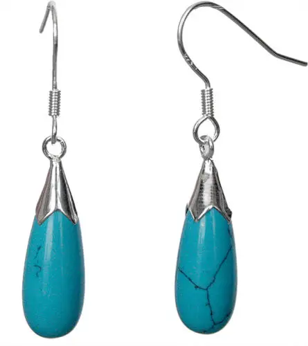 

Wholesale price 16new ^^^^New Jewelry hot Blue Turquoise &925 Sterling Silver Drop Earrings