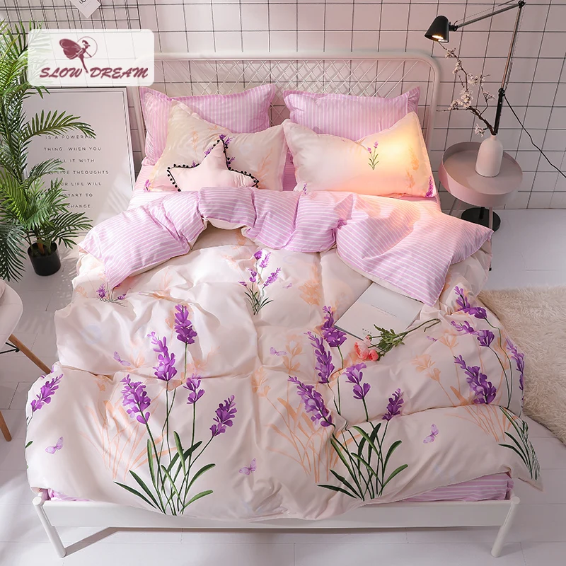 SlowDream Home Bedding Set 3/4pcs Bed Flat Sheet Duvet Cover Pillowcases Double Adult Queen Single Nordic Bedspread Quilt | Дом и сад