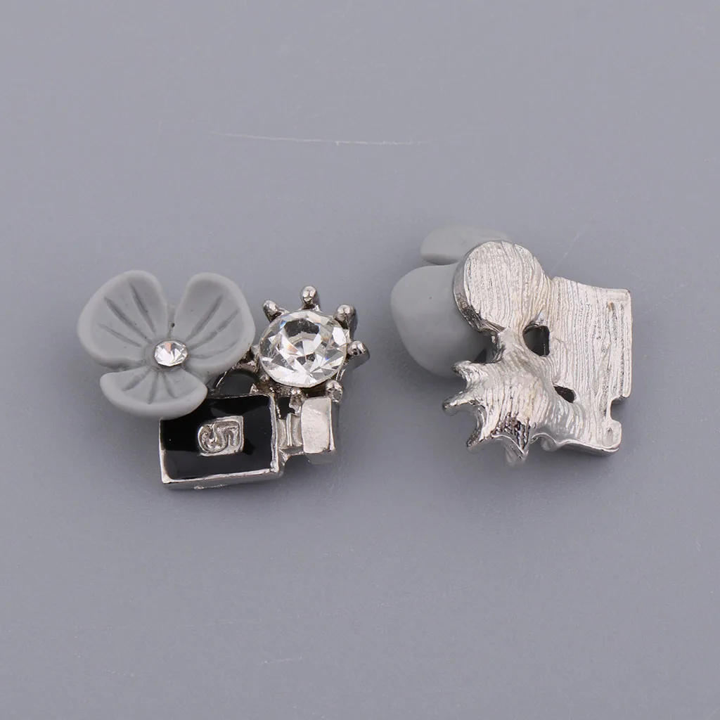 10Pcs Beautiful Flower Rhinestone Flatback Buttons Embellishments Charms for DIY Brooch Jewelry Hair Findings Wedding Decoration