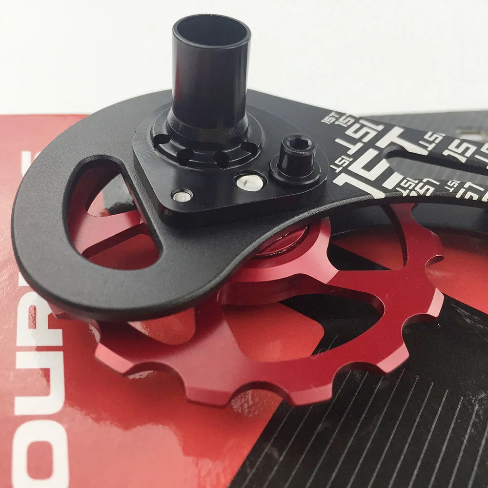 Fouriers CNC bicicleta de carretera puerta trasera con polea arriba 15 T abajo 15 T transmisión para Ultegra Dura Ace 9000, 9070, 6800, 6870 Fouriers CNC bicicleta de carretera puerta trasera con polea arriba 15 T abajo 15 T transmisión para Ultegra Dura Ace 9000, 9070, 6800, 6870