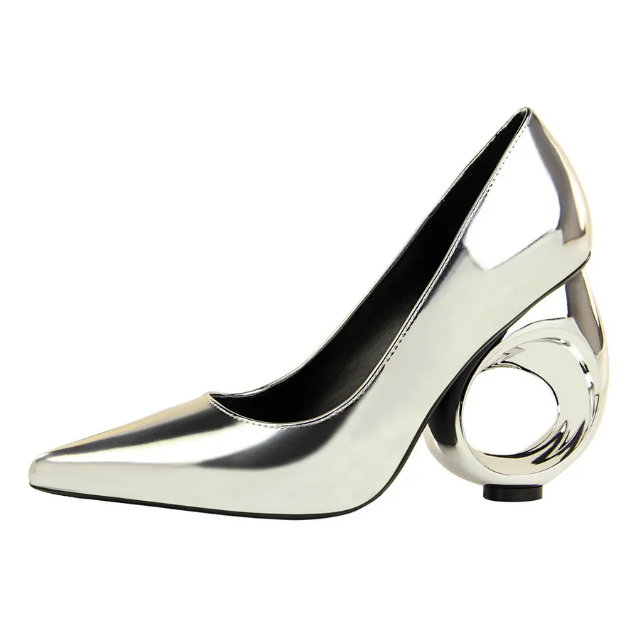 amp; Estilo Boda Mujeres plata {d Las Tacón Zapato Zapatos Henlu} Extraño Negro Alto Mujer Fiesta Talón De Rebaño champagne bronzo Bombas FvaBdaqx