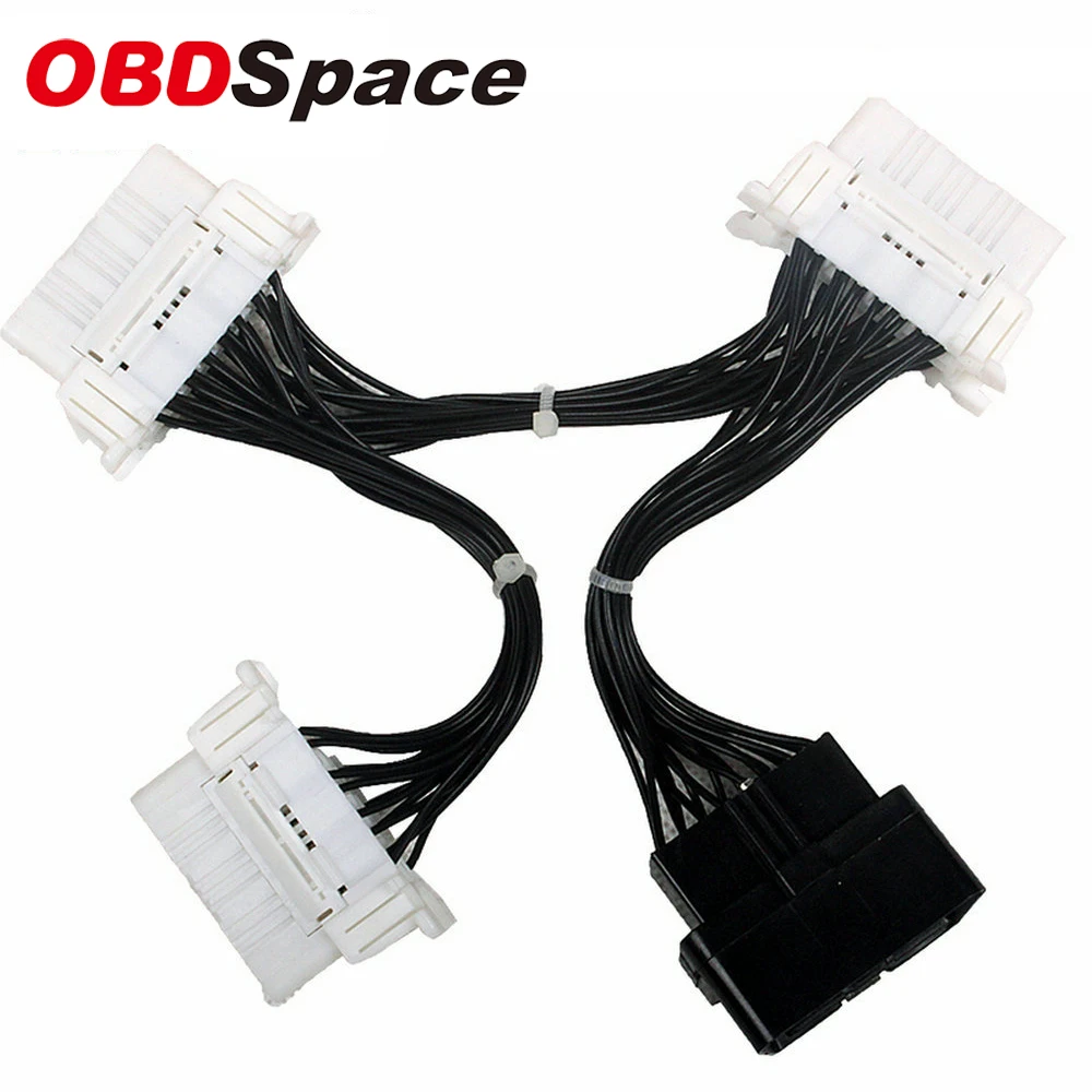 

OBDSPACE OBD OBD2 16Pin Cable 16 Pin Splitter Extension Y Connector Male To Female Connector For Elm327 Adaptor