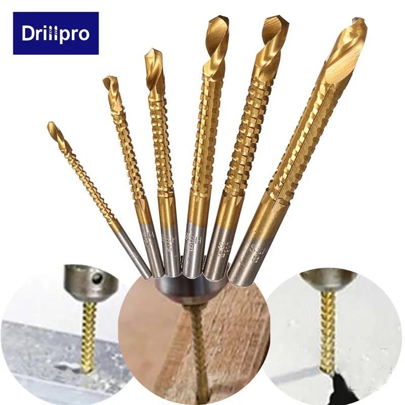 Drillpro 6 шт./компл. сверла& установлен Твердосплавный Наконечник HSS Сталь Титан машина для обработки деревянных 3 мм 4 мм 5 мм 6 мм 6,5 мм 8 мм