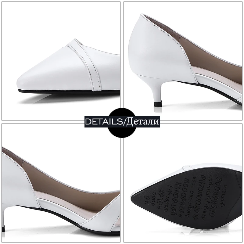 Bureau Cuir Minces Peu En Chaussures Pompes 2018 Dames De Med Profonde Bout Printemps gris Mode Pointu Talons Isnom blanc Véritable Femmes Nouveau Noir vwd7vq