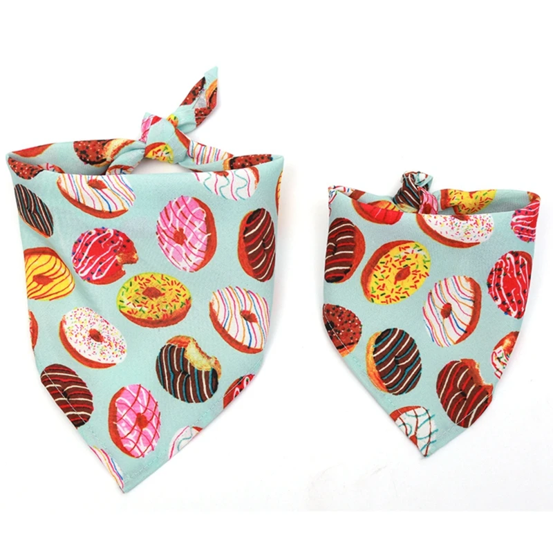Cat Dog Bandana Bibs Colorful Doughnut Printed Scarf Collar Adjustable font b Pet b font Neckerchief