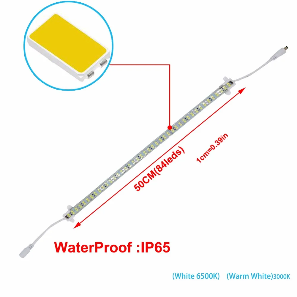 50 см Водонепроницаемый 84 светодиодов двухрядные привело Luces полосы SMD5730 бар света холодный белый/теплый белый 168 светодиодов /M 12 мм PCB DC12V