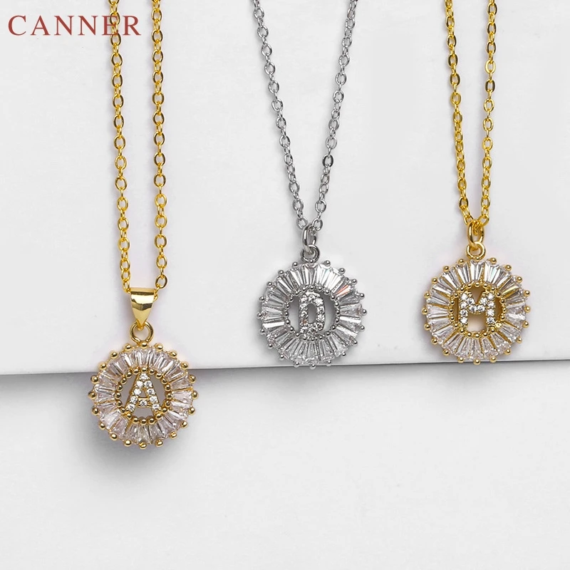 Cubic Zirconia 26 Alphabet Letter Pendant Necklaces A-Z initial letter Necklace Women Fashion Jewelry CZ Colar Feminina C35