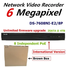 Английская Версия NVR для Системы Видеонаблюдения DS-7608NI-E2/8 P 8-канальный Сетевой Видеорегистратор для 6MP Записи Ip-камеры