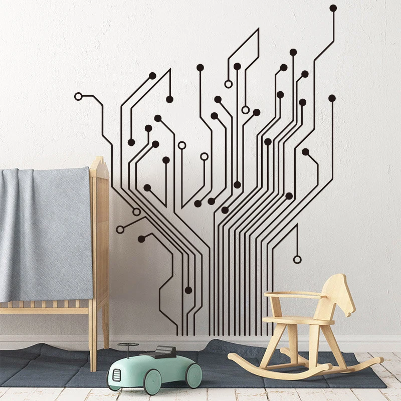 Circuit Tree Ver 2.0 Geek Wall Decal Baby Nursery Kids Room  Geekery Computer Science Circuit Board  Wall Sticker Bedroom Vinyl  (3)