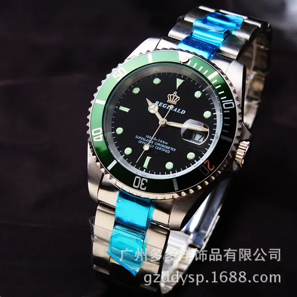 HK Brand Reginald Men GMT Sapphire Glass Date Full Stainless Steel Women Men Sport Quartz Calendar