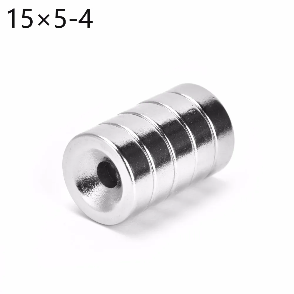 

5pcs N50 15x5mm Strong Round Countersunk Ring Magnets 4mm Hole Rare Earth Neodymium Magnet Hot Sale 15*5-4mm
