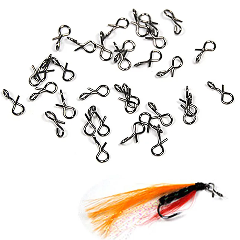 50 PCS Black Color Fly Fishing Snap Quick Change for Hook & Lures High