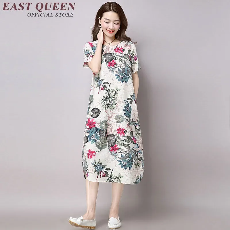 Вышитое льняное платье китайский Восточный платья Цветочные женские Восточный стиль платья женские пикантные Женские белье одежда AA1073
