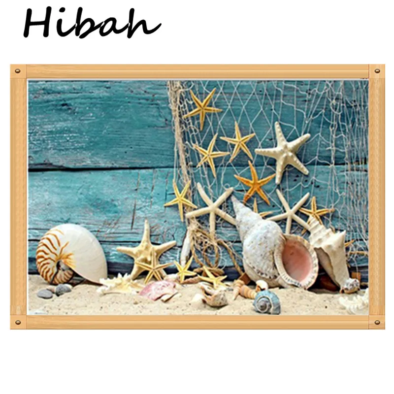 

Diy Diamond Embroidered Beach Shell Sea Star Conch Landscape Diamond Painting Circle 3D Diamond Mosaic Home Decor Picture