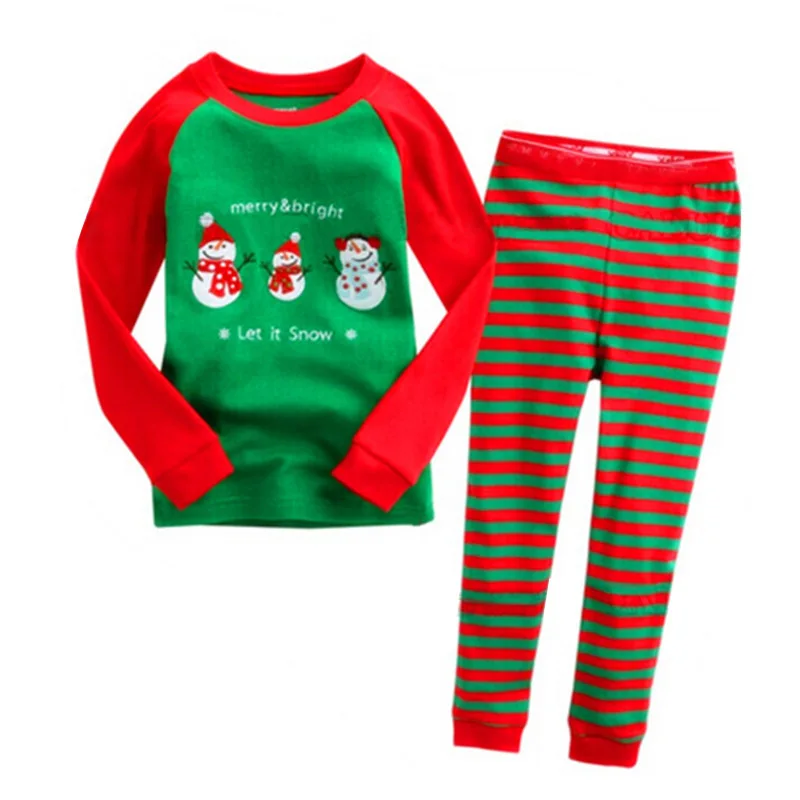 10 стилей, Рождество, детская одежда, костюмы для мальчиков, хлопковые топы в полоску с оленем для девочек+ штаны, пижамы, Детская одежда, комплекты одежды для сна