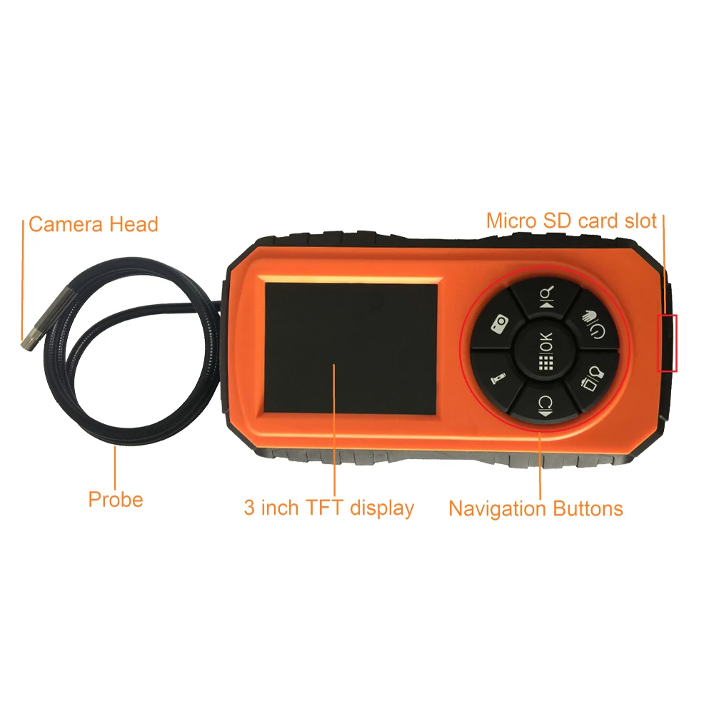 Super Mini Powerful Borescope Inspection Camera System with 1M Snake Tube Night Vision & 3inch Color LCD Monitor IP67 Waterproof_2