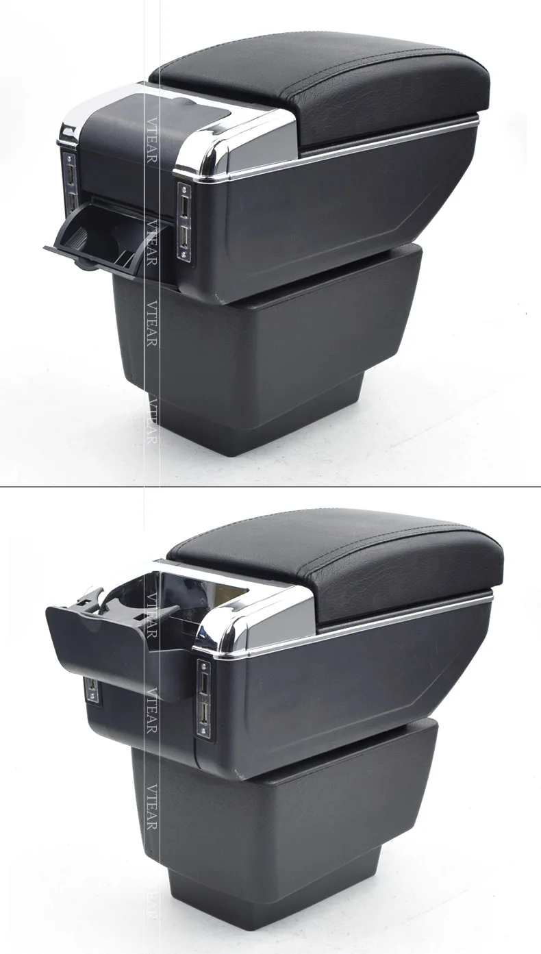 Vtear для Skoda Fabia, автомобильный подлокотник, кожаный подлокотник, usb интерфейс, коробка для хранения, Стайлинг, центральная консоль, аксессуары, украшение 2009