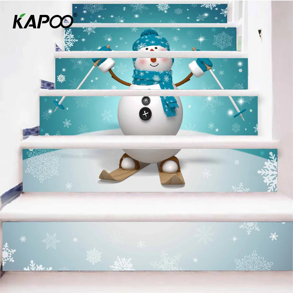 

2019 Christmas New Home Snowman Decoration 3D Stair Sticker Stair Steps Self-adhesive Removable Wall Sticker