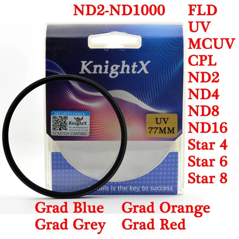KnightX 49 52 55 58 62 67 72 77 UV STAR ND фильтр ткань для посуды для nikon canon go pro canon 550d объектив canon d7200 700d d3200