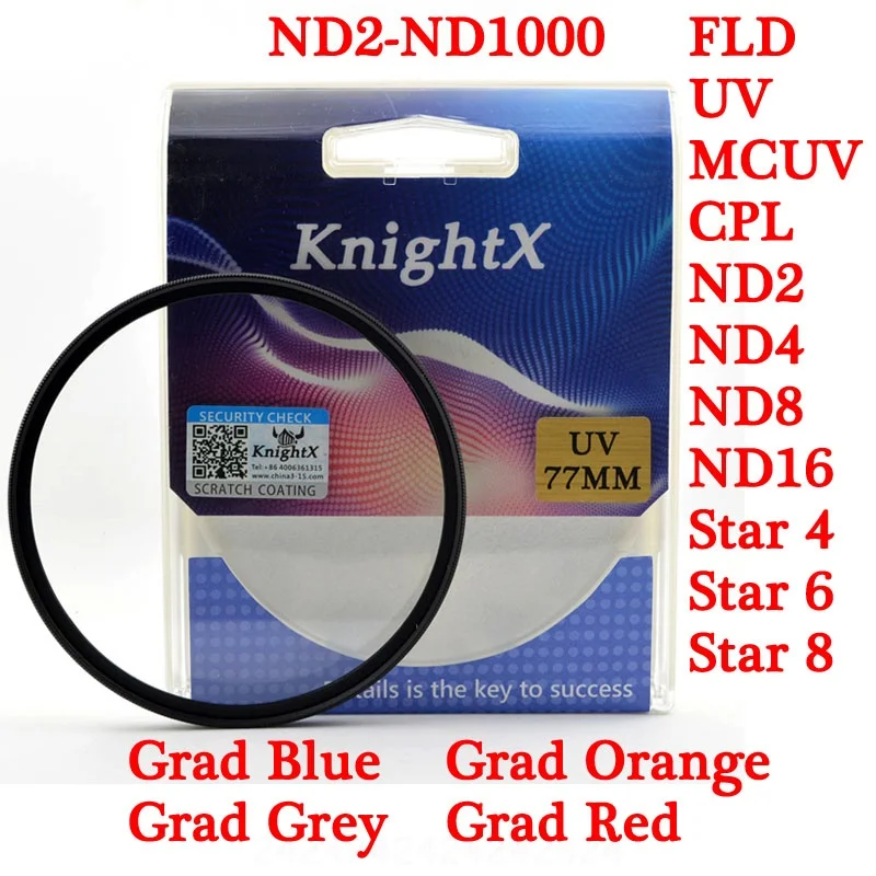 Фильтр тарелка KnightX 49 52 55 58 62 67 72 77 UV STAR ND для nikon canon go pro 550d lente d7200 объектив 700d d3200|67