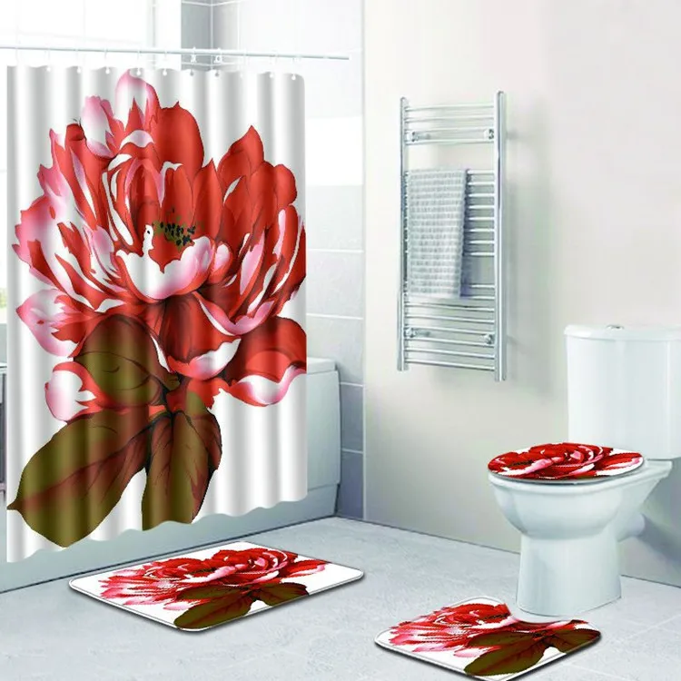Бесплатная доставка 4 шт. зеленые цветы Banyo Paspas Ванная комната ковер туалет коврик для ванной набор Нескользящие Pad Tapis Salle De Bain alfombra Bano