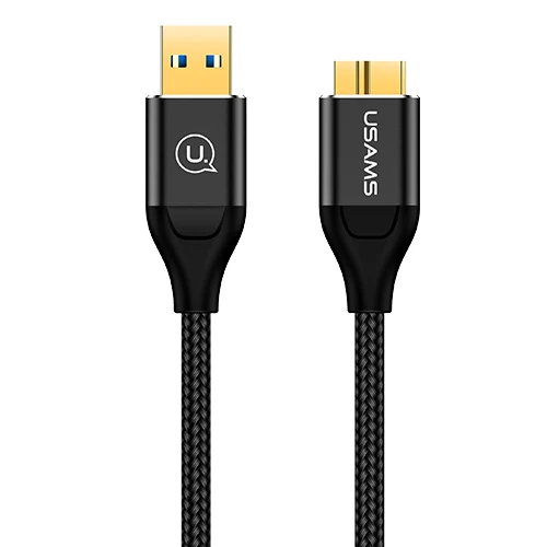 USAMS USB 3,0 type A к Micro B Кабель для передачи данных для samsung Note 3/S5/Note Pro 2A кабель для быстрой зарядки жесткий диск шнур для зарядки - Цвет: 1m Black