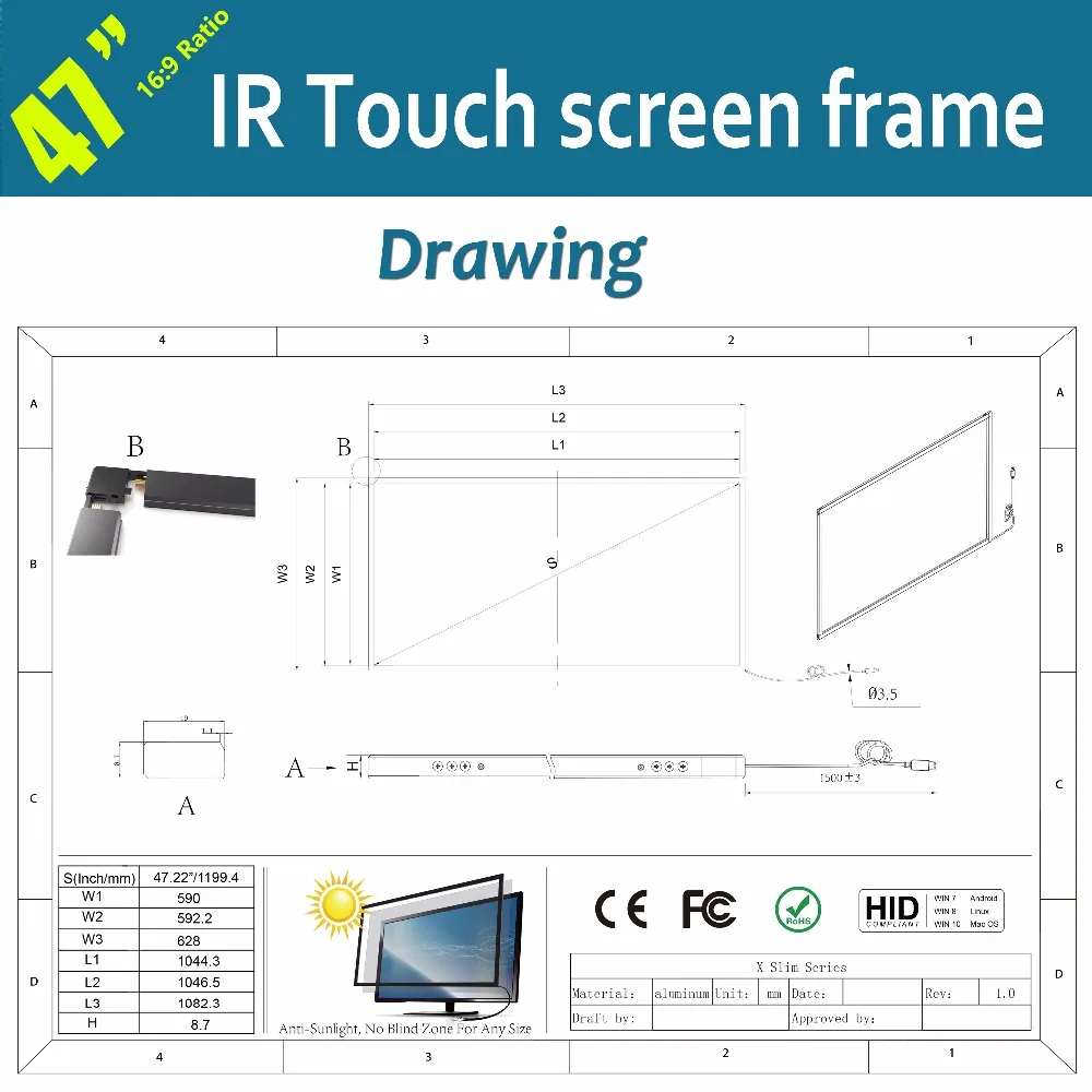 4" ИК Multi Сенсорный экран Панель Настоящее 2 балла touch