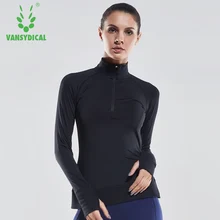 VANSYDICAL Женская одежда для фитнеса осенняя и зимняя футболка с длинными рукавами Беговая Спортивная одежда для йоги быстросохнущая с высоким воротником