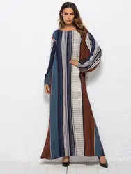 Jubah Ближний Восток арабский Рамадан Исламская одежда Модное Элегантное Полосатое платье в пол хлопок мусульманское кимоно Абая длинные