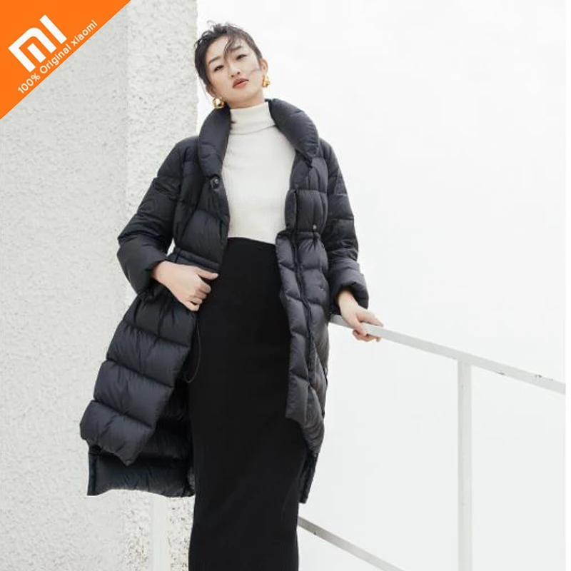 

Original xiaomi mijia Long down jacket women's 90% white duck down high quality nylon fabric winter long cotton jacket