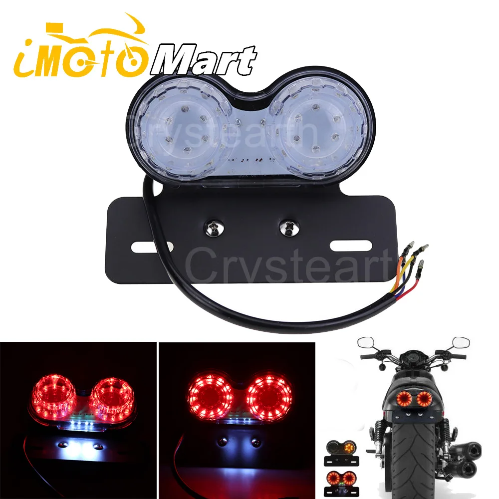 buy Universal Custom Motorcycle LED Taillight Rear Tail Brake Stop Light Holder Turn Signals For ATV Dirt Bikes Harley Chopper BMW