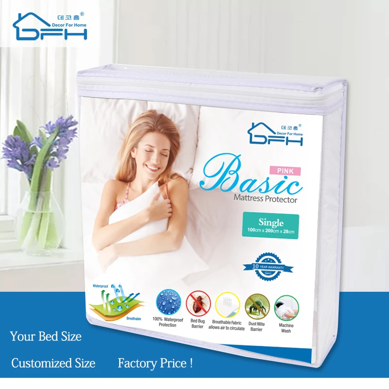 

Smooth Waterproof Mattress Protector Cover for Bed Solid White Wetting Breathable Hypoallergenic Protection Pad Cover Customized