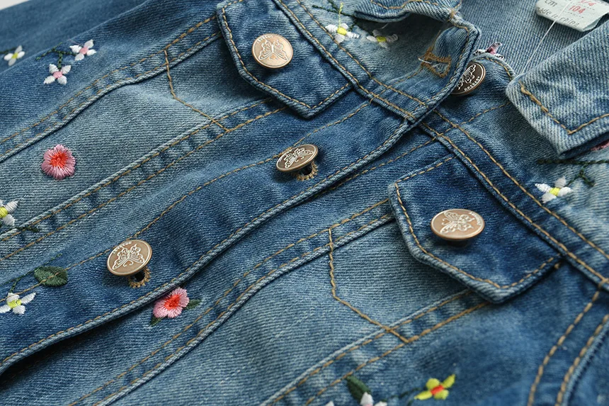 YorkZaler новинка 2019 куртка для девочек с длинным рукавом вышивкой джинсовое пальто