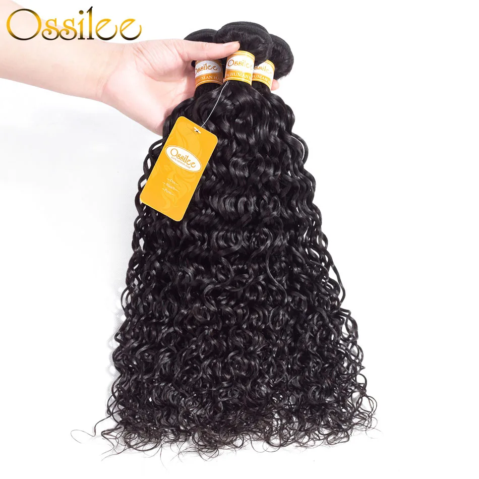 Ossilee Water Wave Bundles Brazilian Hair Weave Bundles Human Hair Bundles Natural Black Color NonRemy Hair Extentions 1/3/4Pcs Ossilee Water Wave Bundles Brazilian Hair Weave Bundles Human Hair Bundles Natural Black Color NonRemy Hair Extentions 1/3/4Pcs
