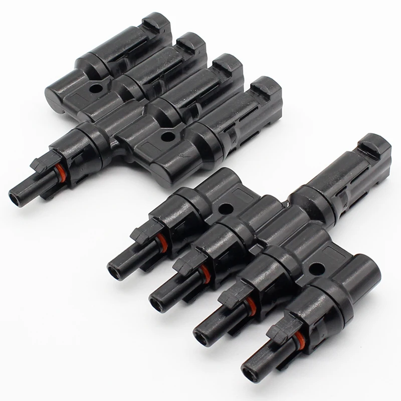

1 pair M/FM Solar Panel MC4 4 to 1 T Branch 30A Solar Panel Connector Cable Coupler Combiner MC4 Panel Cable Connectors