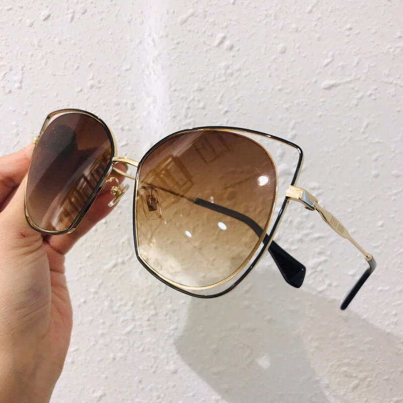 Солнцезащитные очки с металлической оправой для женщин новые открытые солнцезащитные очки кошачий глаз стиль винтажные женские Оттенки UV400 уличные
