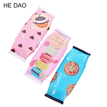 

Kawaii Macaron Cookie Pencil Case Pu Leather School Pencil Bag For Girl Stationery Estojo Escolar School Students Study Supplies