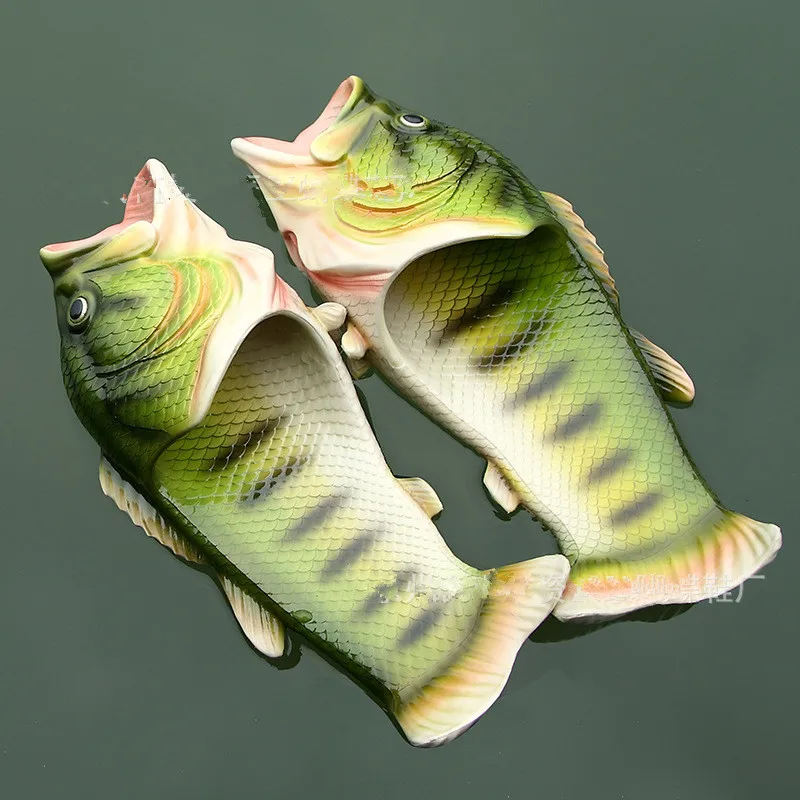 

Creative type fish slippers women Handmade Personality fish sandals women bling flip flops slides fish beach slippers