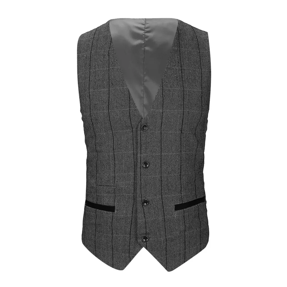 Mens Casual Suit Vest Male Fashion Dress vests plaid Slim Fit Waistcoat Formal Business Jacket sleevelss Autumn Winter d90628