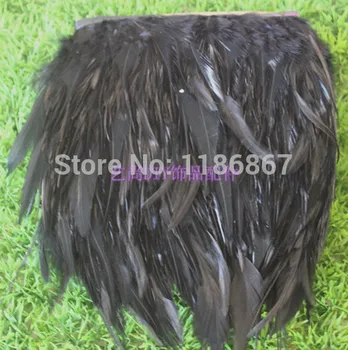 

Free Shipping wholesale feather 10 meters Height 6-8" 13-18cm black Rooster Hackle Feather tail Rooster feather Trimming Fringe