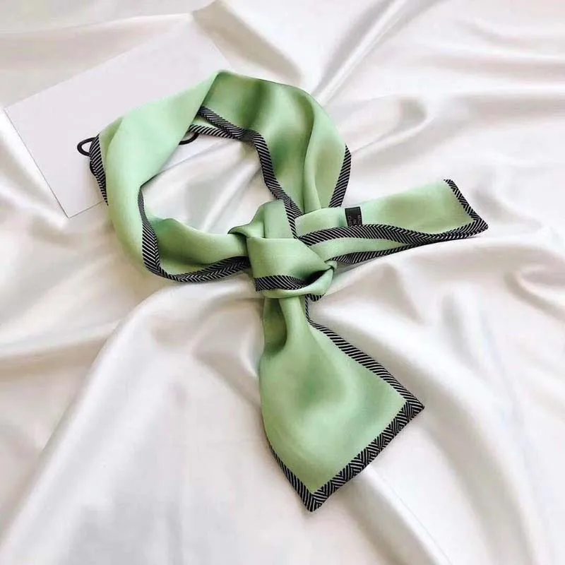 Маленькая женская лента галстук праздничный шарф Шелковый головной убор для волос атлас - Цвет: 7