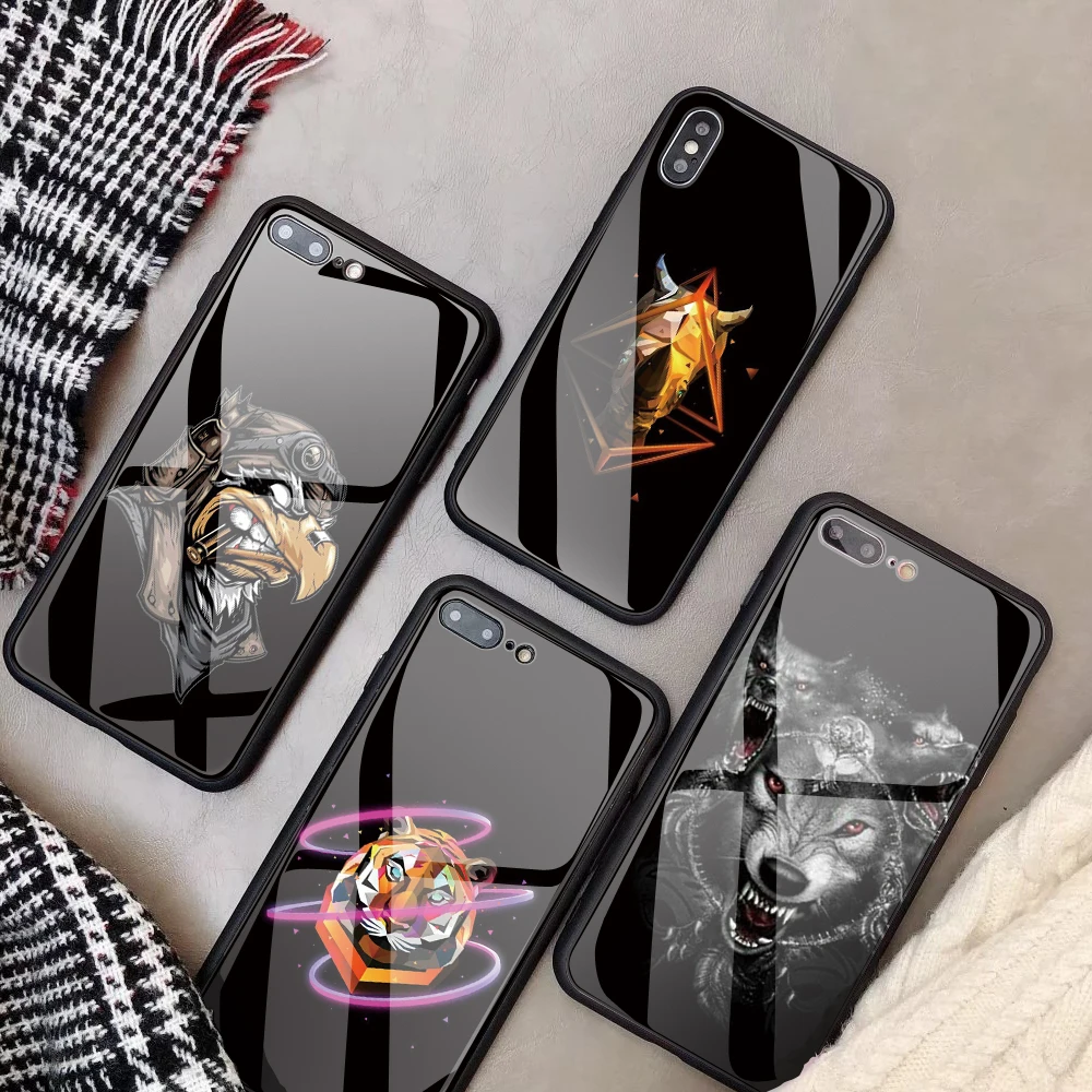 

Customized Tempered Glass Phone Case for iPhone X 6 S XS MAX XR Art design cartoons DIY phone cover for iPhone 7 8 7Plus case