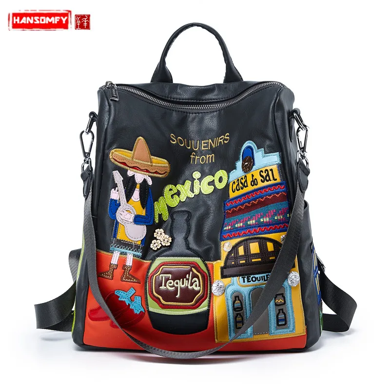 2018 New Women backpacks female trend wild personality embroidery large-capacity shoulder bag travel casual girl school backpack цена 2018 New Women backpacks female trend wild personality embroidery large-capacity shoulder bag travel casual girl school backpack цены онлайн