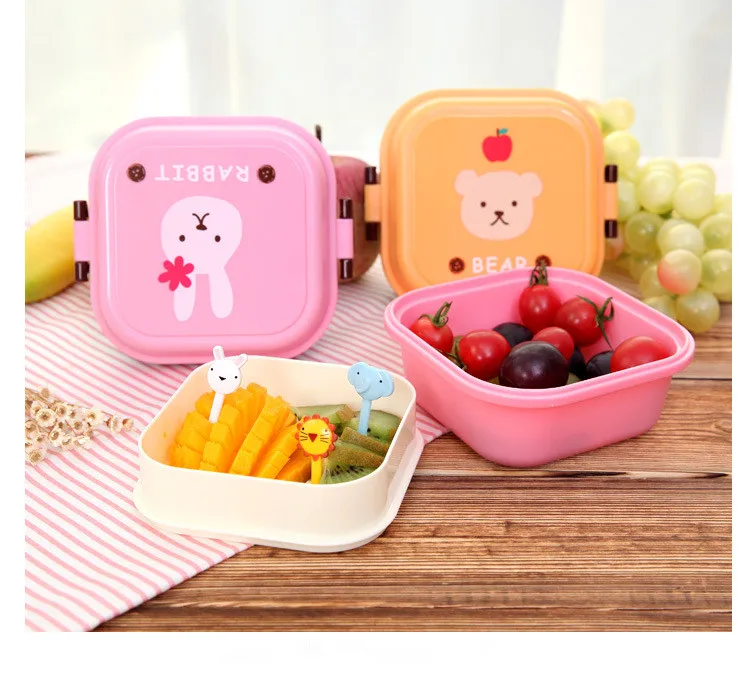 1PC Cute Double Layer Plastic Lunch Bento Box High Heat Resistance