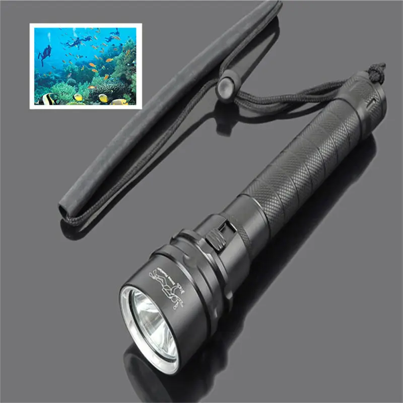 

3800Lm Underwater Torch CREE XM-L T6 LED Diving Flashlight Torch Waterproof diver light+2 x18650 battery+AC charger