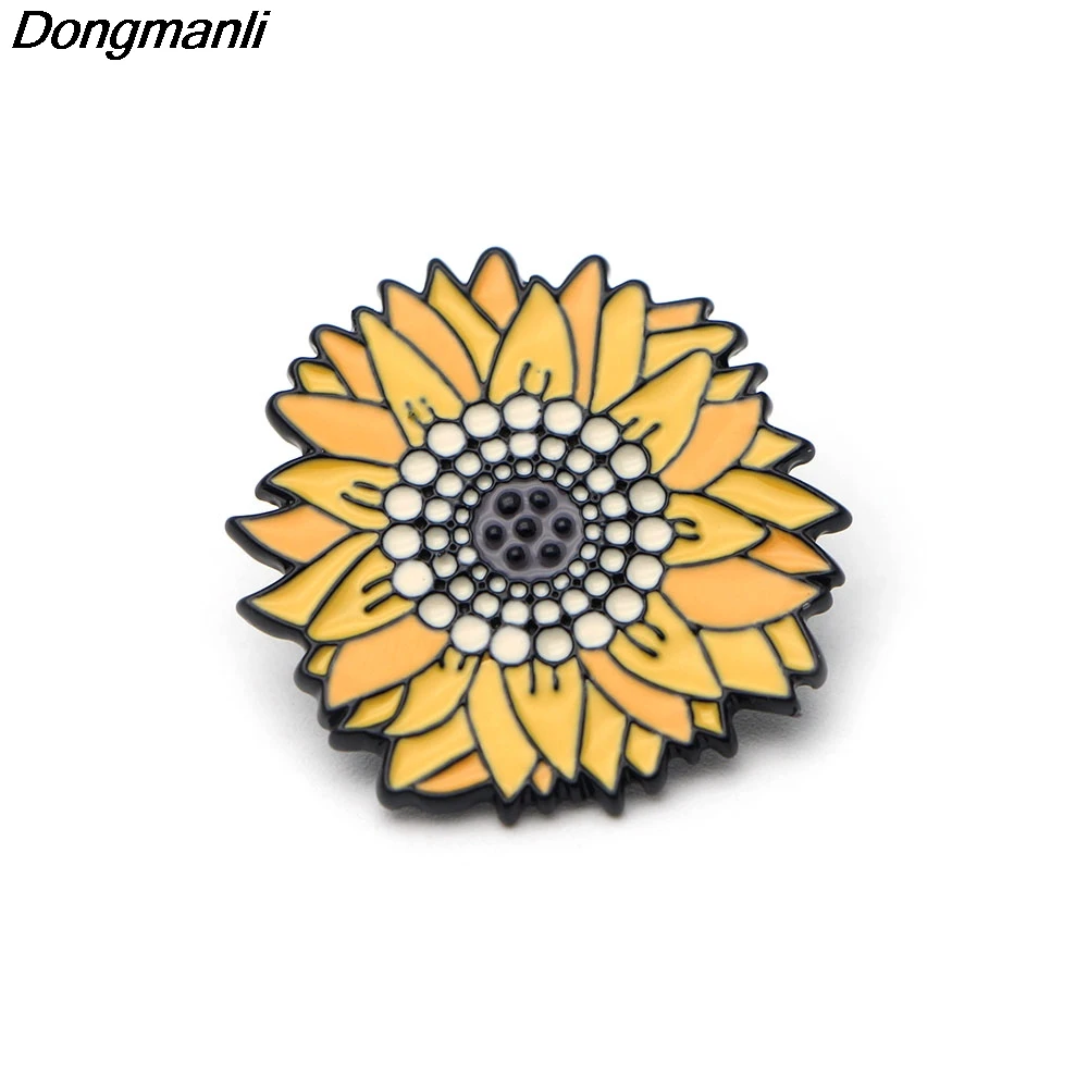 

Dongmanli Van Gogh Sunflower pin Sunflower Badge women fashion brooch Metal Backpack/Bag/Jeans pins Jewelry M1859